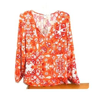Old Navy Red and Orange Longsleeve Blouse